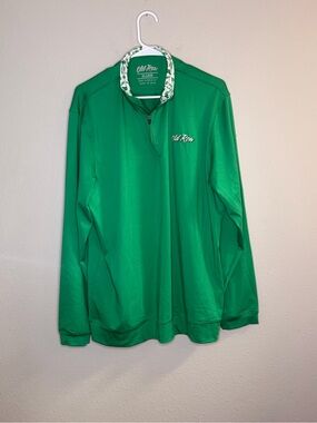 Men’s Old Row XL Pullover Tailgate Quarter Zip Kelly Green Sports Fan